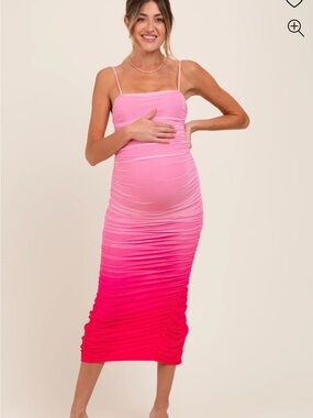 Pink blush M Ombre Ruched Maternity Slip Dress